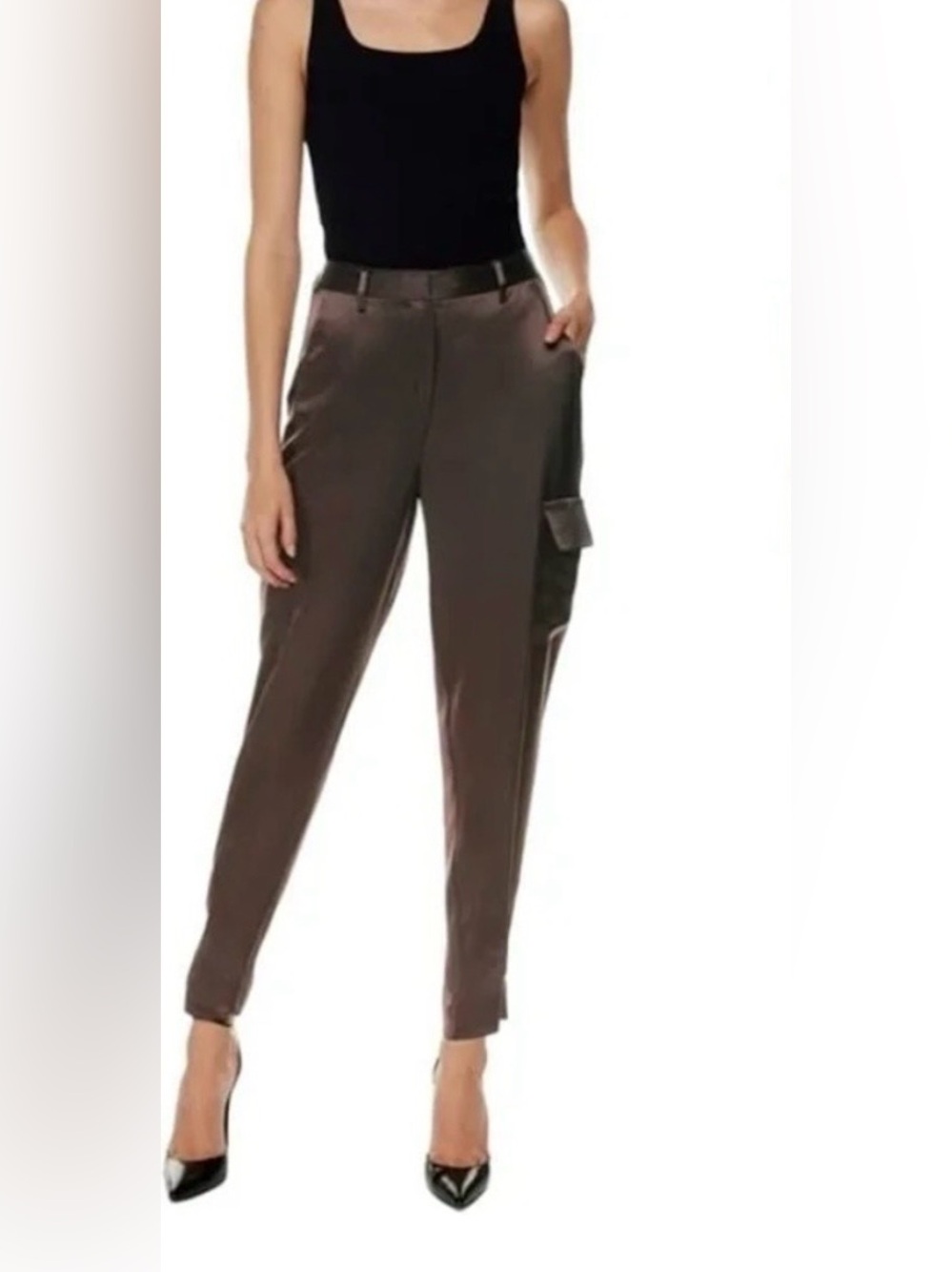 Aritzia Babaton Refined Satin Cargo Pant In Coffee Bean Limited Edition